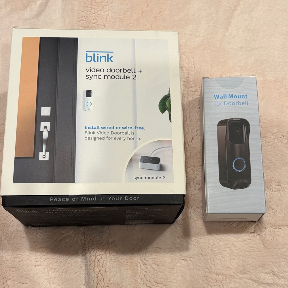 Blink Video Doorbell with Sync Module 2 - Black & Wall Mount